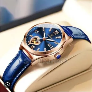 Poedagar Classic Watch for Ladies Leather Belt Blue