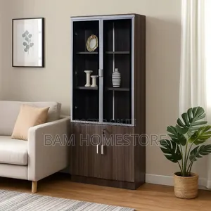 Executive 4-Door Office Bookcase - Luxury Glass Filing Cabinet