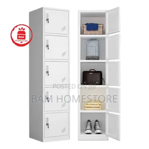 Durable 5-Tier Metal Staff Locker - Office and Gym Storage Cabinet