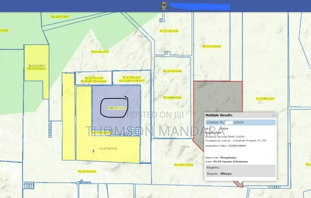 3 Plots Phosphetes Minerals 190 Square Kilometers