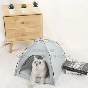 Foldable Cat Camping Tent Bed Indoor Pet House With Mesh Windows
