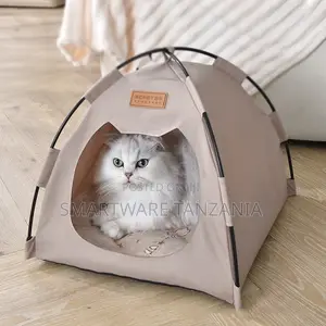 Xcdpet Pet Tent for Cats Indoor House Beige With Brown Ear Design