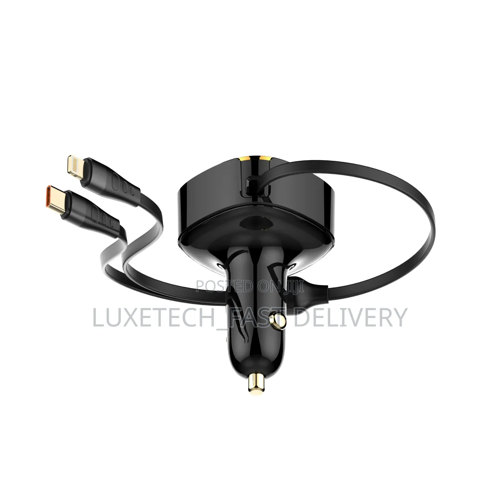 Ldnio C107 30w High-Power 2-in-1 Car Charger With a Retractable Cable