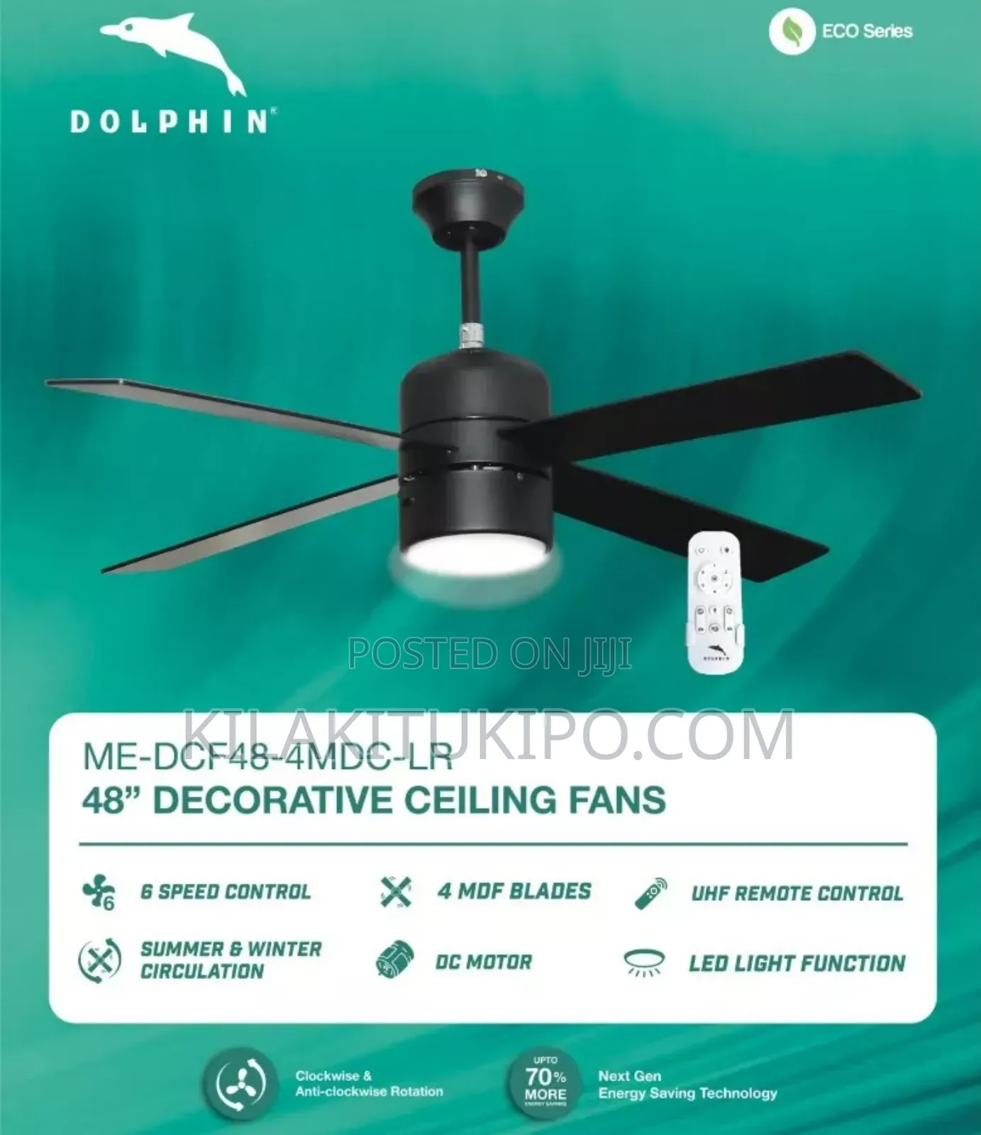 Ceiling Fan*With Light "48" Decorative 
* 4-Blades 
Dfc48-4lr