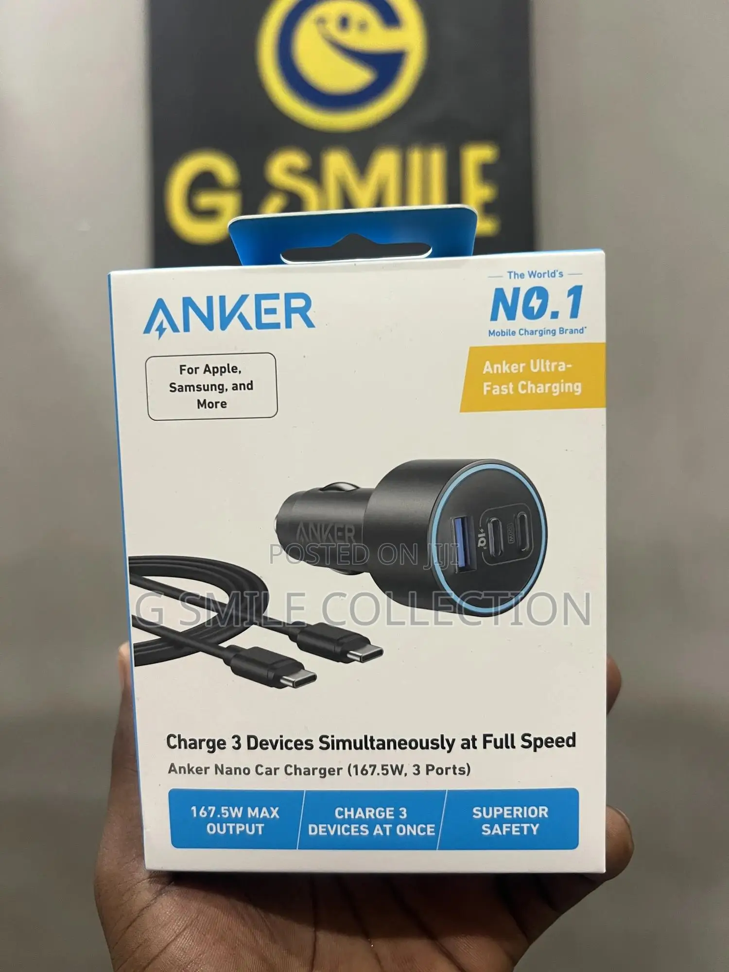 Anker Nano Car Charger (167.5w, 3 Ports)