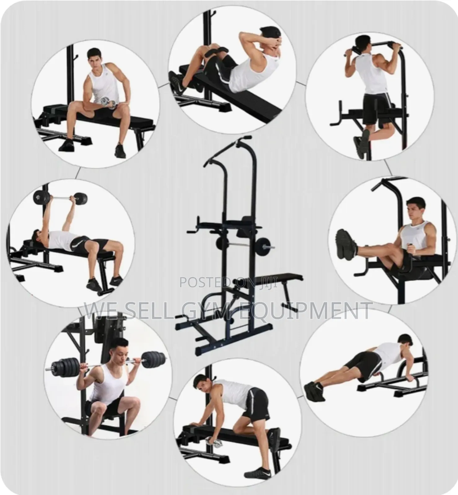 Power Tower Bench With 50kg Dumbbells Set