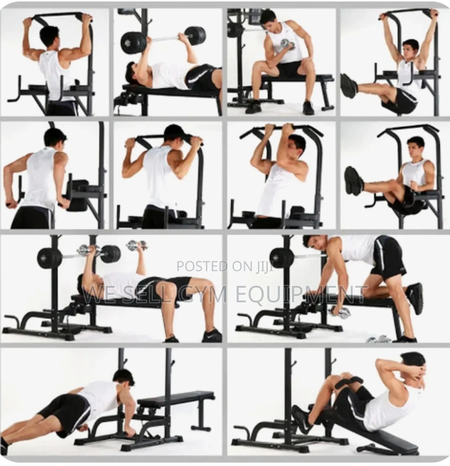Power Tower Bench With 50kg Dumbbells Set