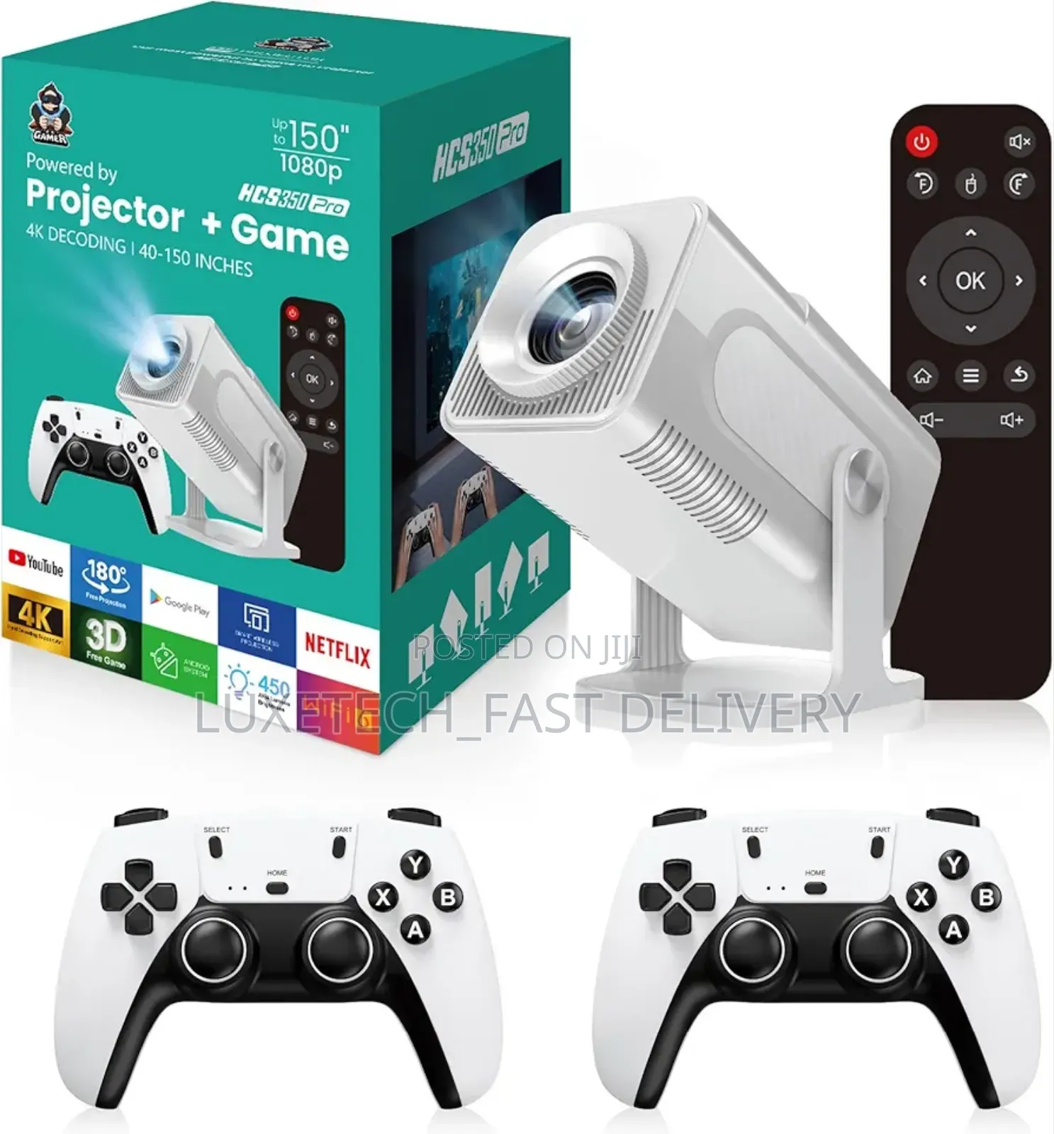 Hcs350 Pro 2-in-1 Gaming Projector System With 2 Wireless Controllers