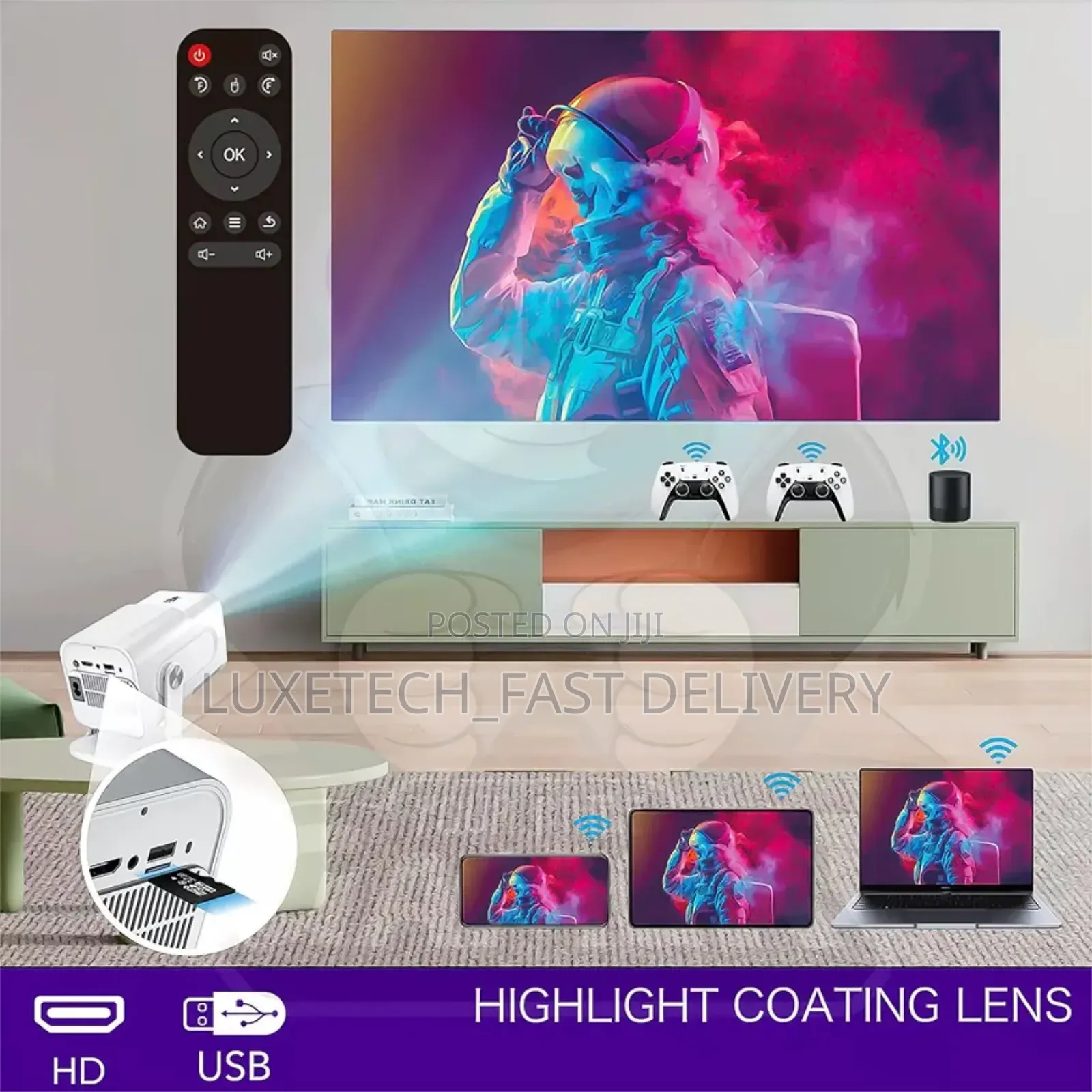 Hcs350 Pro 2-in-1 Gaming Projector System With 2 Wireless Controllers