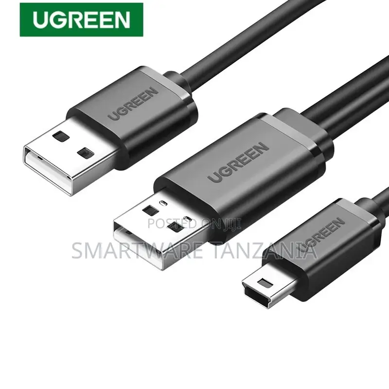 Ugreen Dual Usb to Mini Usb T-Port Charger Cable Data Transfer Cord