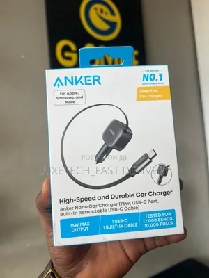 Anker Nano Car Charger (75w) With a Built-in Retractable Usb-C Cable