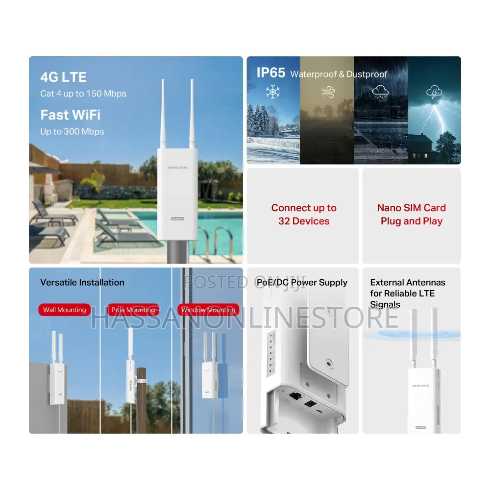 Mercusys Mb118-4g 300 MBPS Wireless 4g Lte Outdoor/Indoor Router
