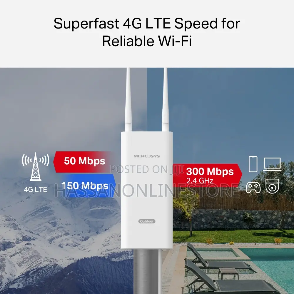 Mercusys Mb118-4g 300 MBPS Wireless 4g Lte Outdoor/Indoor Router