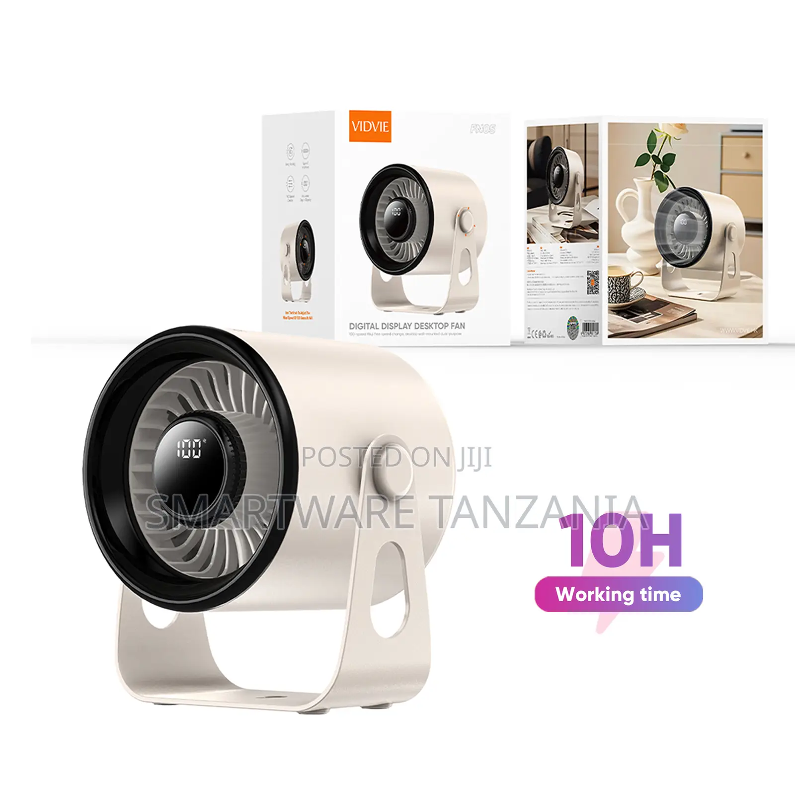 Vidvie Portable Usb Rechargeable Wall Mount Fan With Digital Display