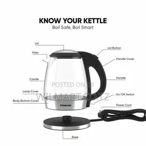 Nikai Jug Kettle 1.2l Glass With Filter 2200w Nk303g Filter With Boil