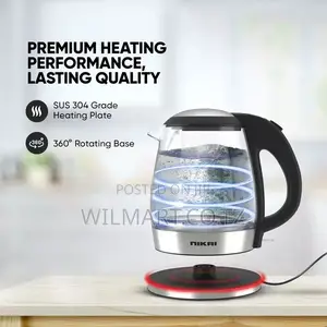 Nikai Jug Kettle 1.2l Glass With Filter 2200w Nk303g Filter With Boil