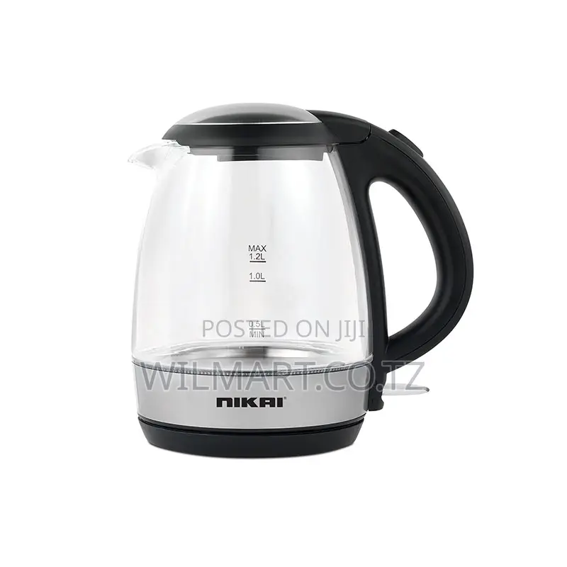 Nikai Jug Kettle 1.2l Glass With Filter 2200w Nk303g Filter With Boil
