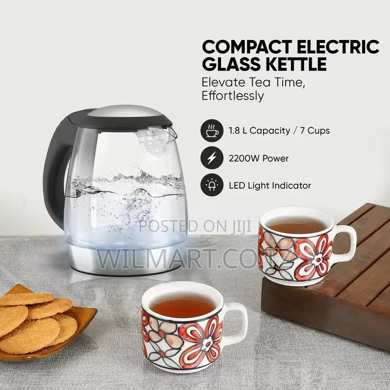 Nikai Jug Kettle 1.2l Glass With Filter 2200w Nk303g Filter With Boil