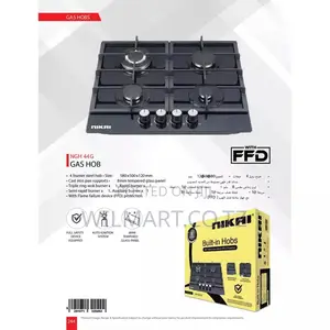Nikai Gas Cooker 4 Burner Glass 8mm Tempered 580x500x120mm Ngh44g Auto