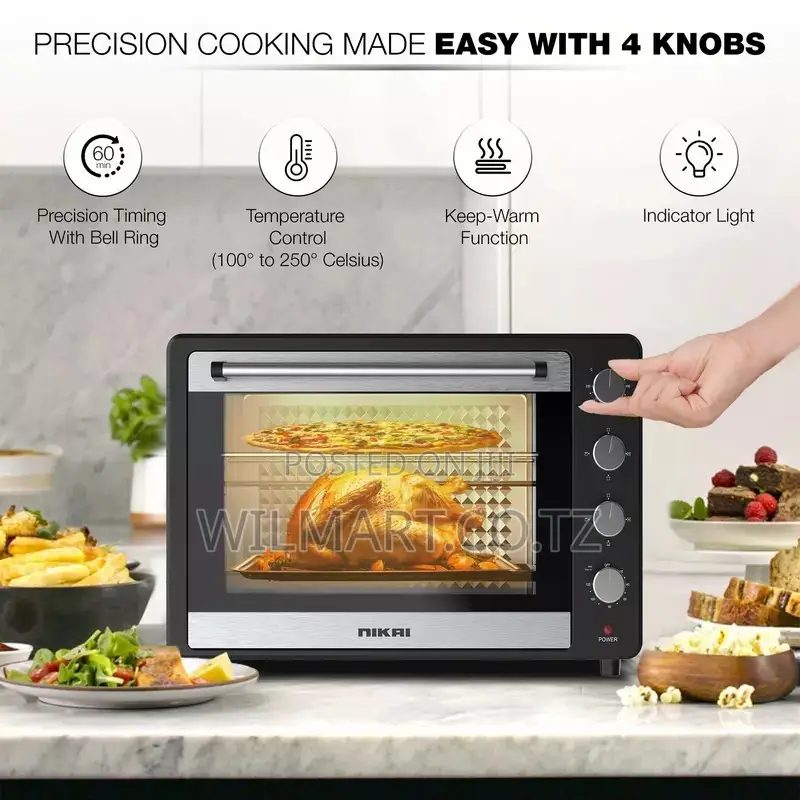 Nikai Oven Electric 75l Rosting 4 Knobs 2200w Nt75rcz 120 Mins Timer