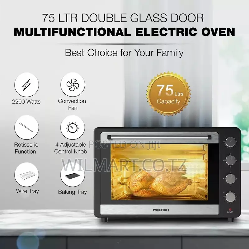 Nikai Oven Electric 75l Rosting 4 Knobs 2200w Nt75rcz 120 Mins Timer