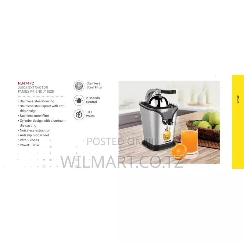Nikai Citrus Juicer Steel 100w Nj4747c Stainless Steel 2 Speeds