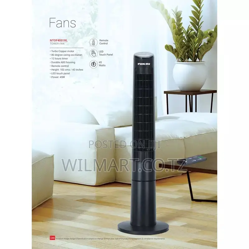 Nikai Tower Fan 40 Inch With Led Touch Panel 45w Ntof4001rl Durable