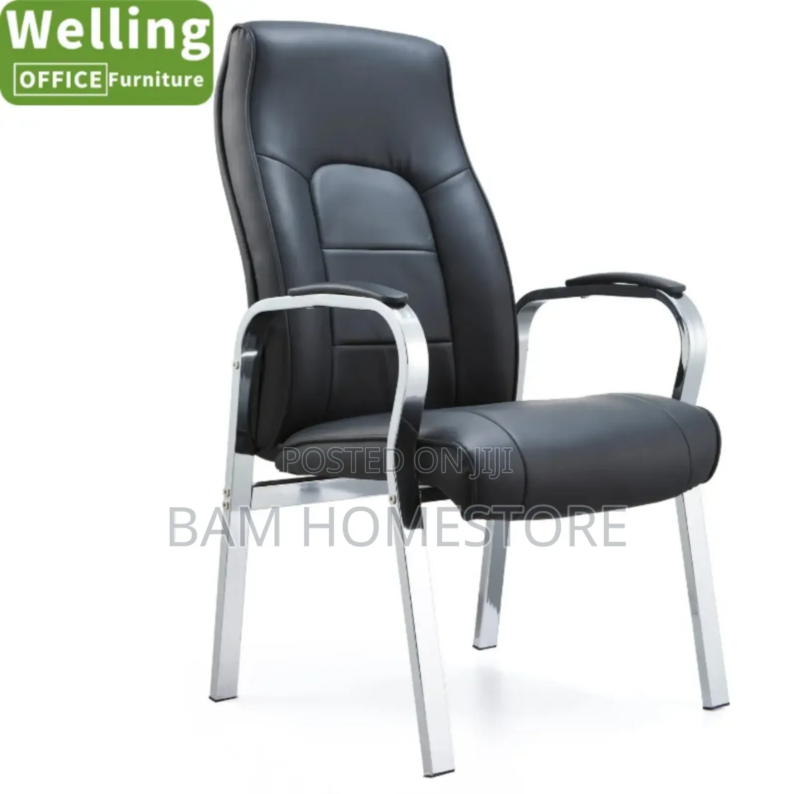 Executive High-Back Leather Guest Chair - Luxury Office Visitor Seat
