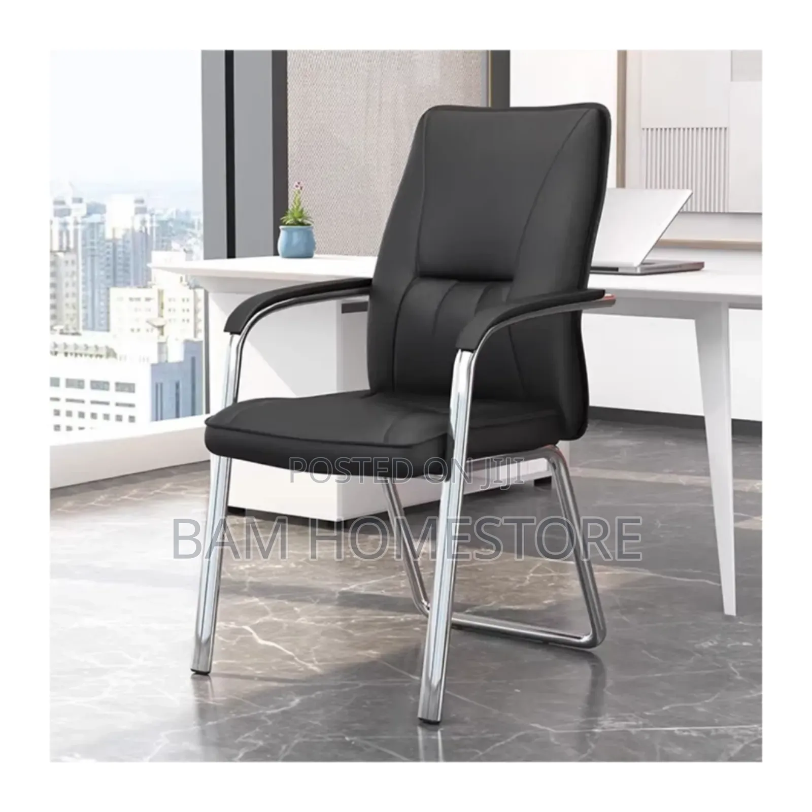 Executive High-Back Leather Guest Chair - Luxury Office Visitor Seat