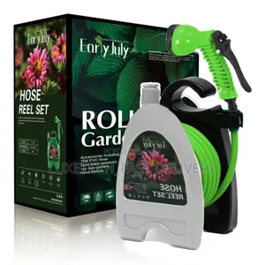 10 Meter Roll Up Garden Hose Reel With 8 Functions Nozzle Spray Gun
