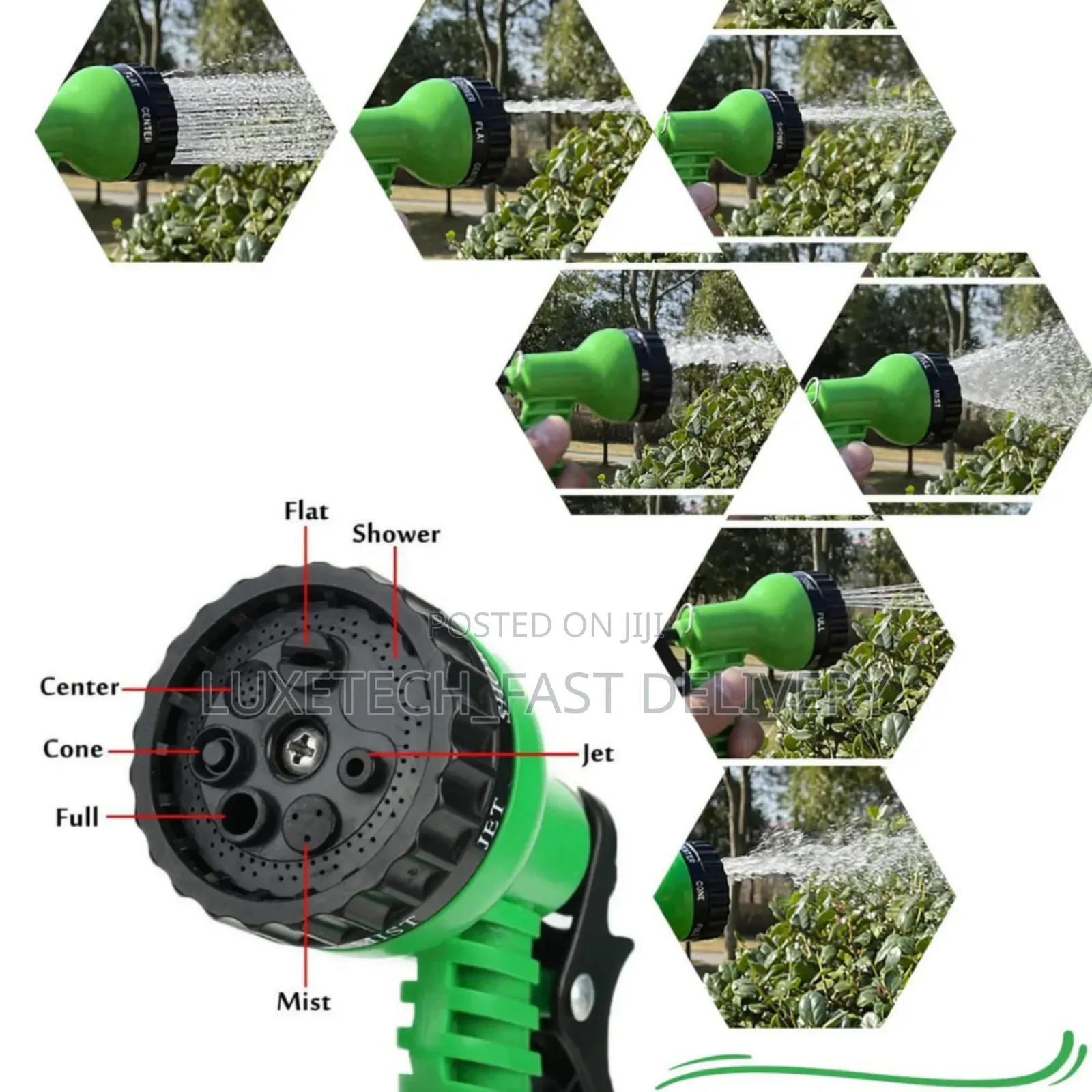 10 Meter Roll Up Garden Hose Reel With 8 Functions Nozzle Spray Gun