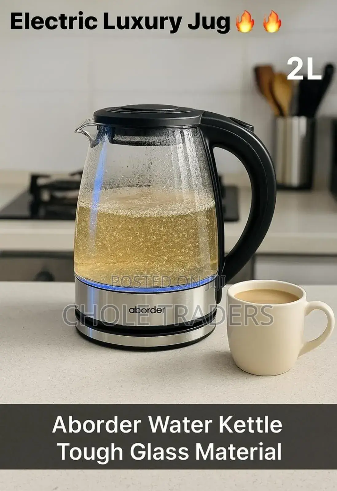 2.0l Aborder Transparent Tough Glass Material Electric Kettle