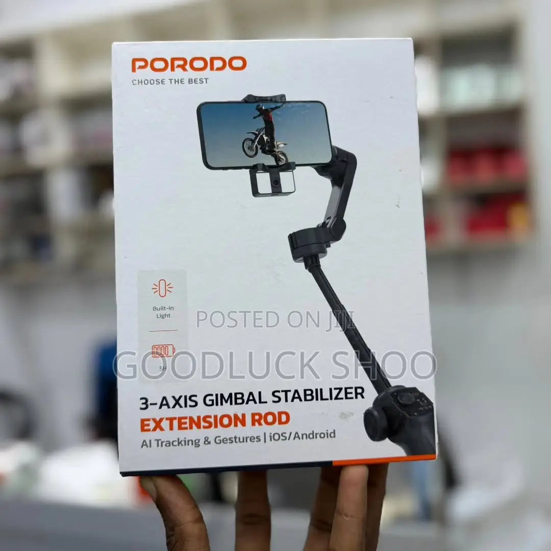 Porodo 3 Axis Gimbal Stabilizer With Extension Rod