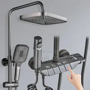 Modern Piano Gray Button Control Shower Mixer Set