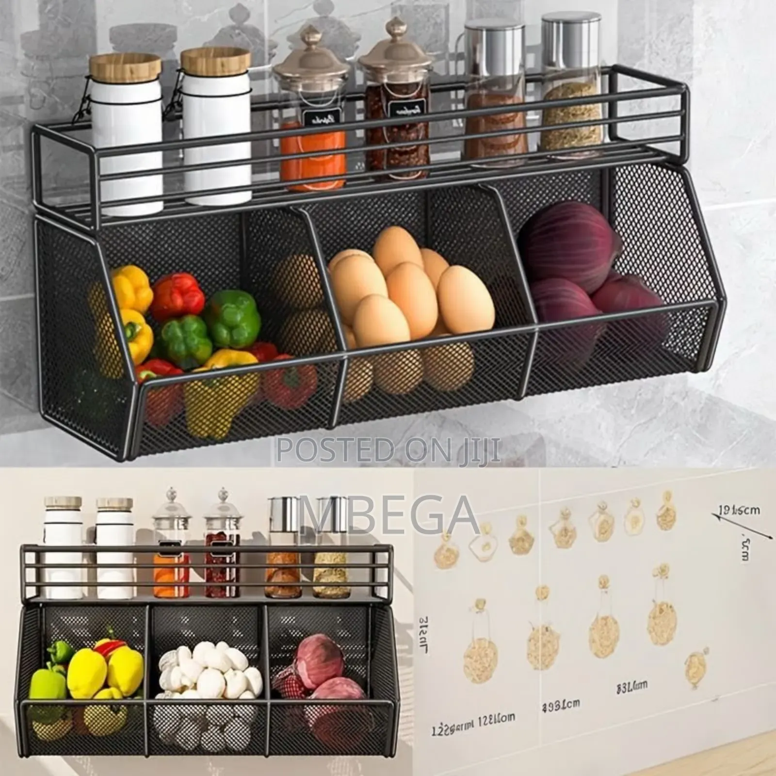 3 Grids Hanging Double Layer Multipurpose Basket