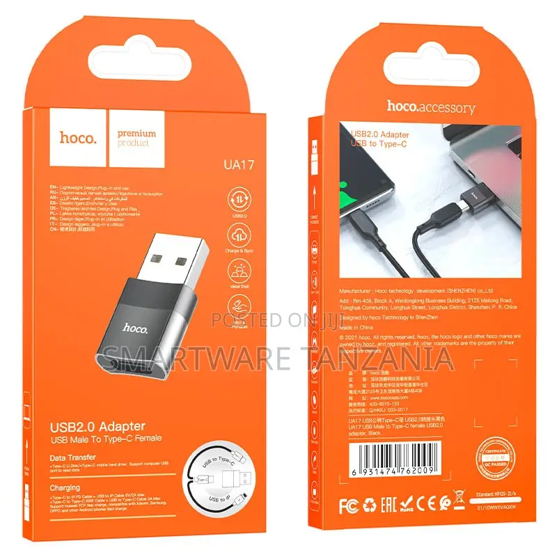 Hoco Ua17 Usb 2.0 Adapter Usb-B Male to Type-C Female Converter