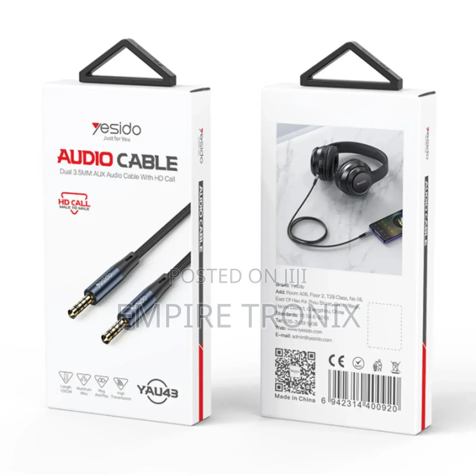 Yesido Yau43 3.5mm Aux Audio Extension Cable With Hd Calling