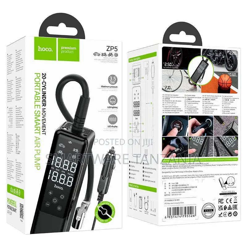 Hoco Zp5 Portable Smart Air Pump With Led Display Power Bank