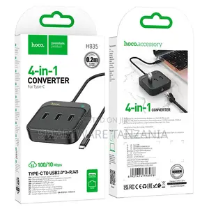 Hoco Hb35 4-in-1 Type-c To Usb 2.0 Rj45 Ethernet Hub Adapter