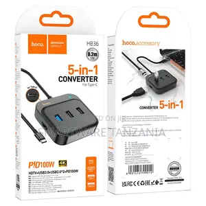 Hoco Hb36 5-in-1 Type-C Converter HDTV Usb3.0 Pd100w Hub Orange