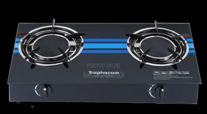 Trophacom Double Burner Glass Gas Cooker (Blue Design)