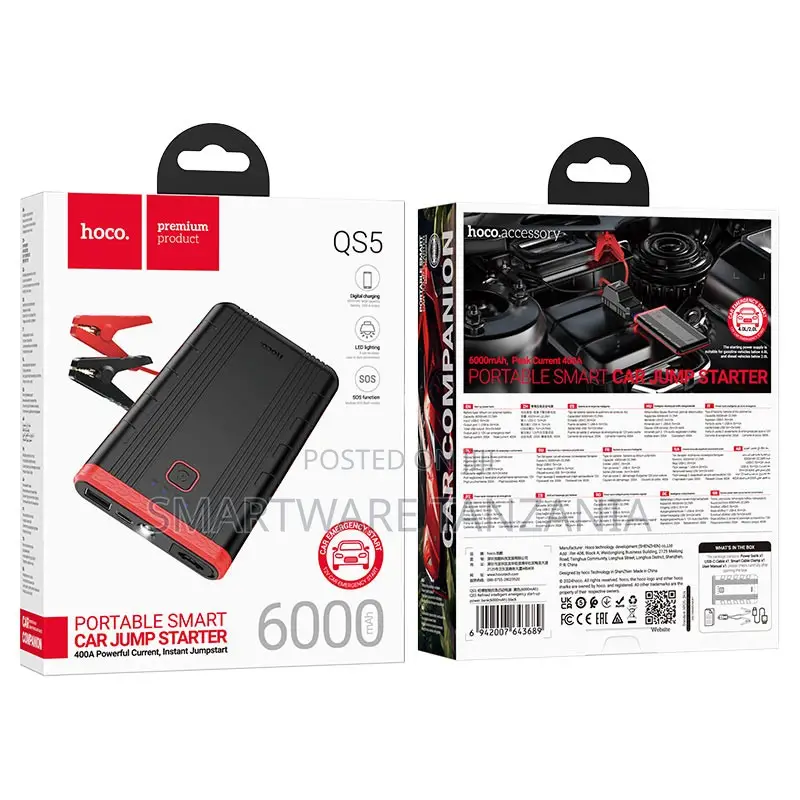 Hoco Qs5 Portable Car Jump Starter 6000mah 400a Compact Power