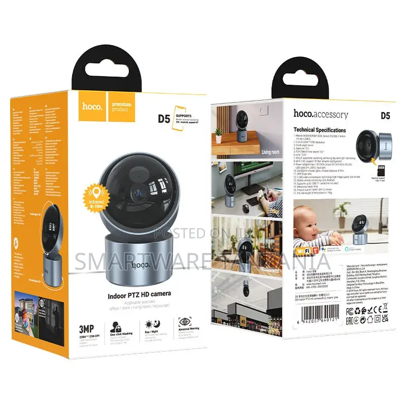 Hoco D5 Indoor PTZ Camera 3mp Wifi Smart Security Pan Tilt