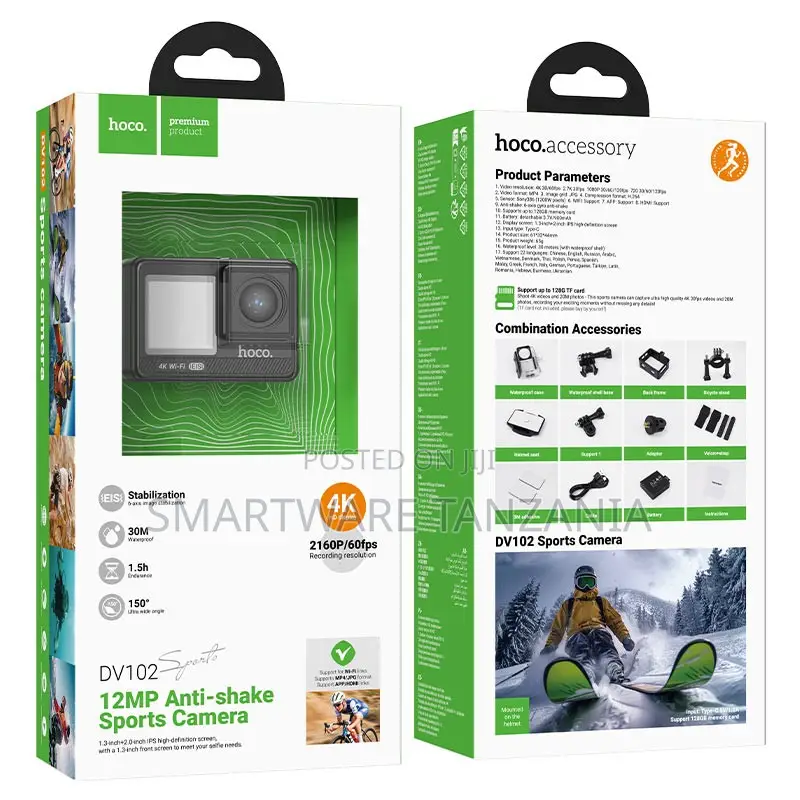 Hoco Dv102 Sports Action Camera 12mp Eis Stabilization 30m