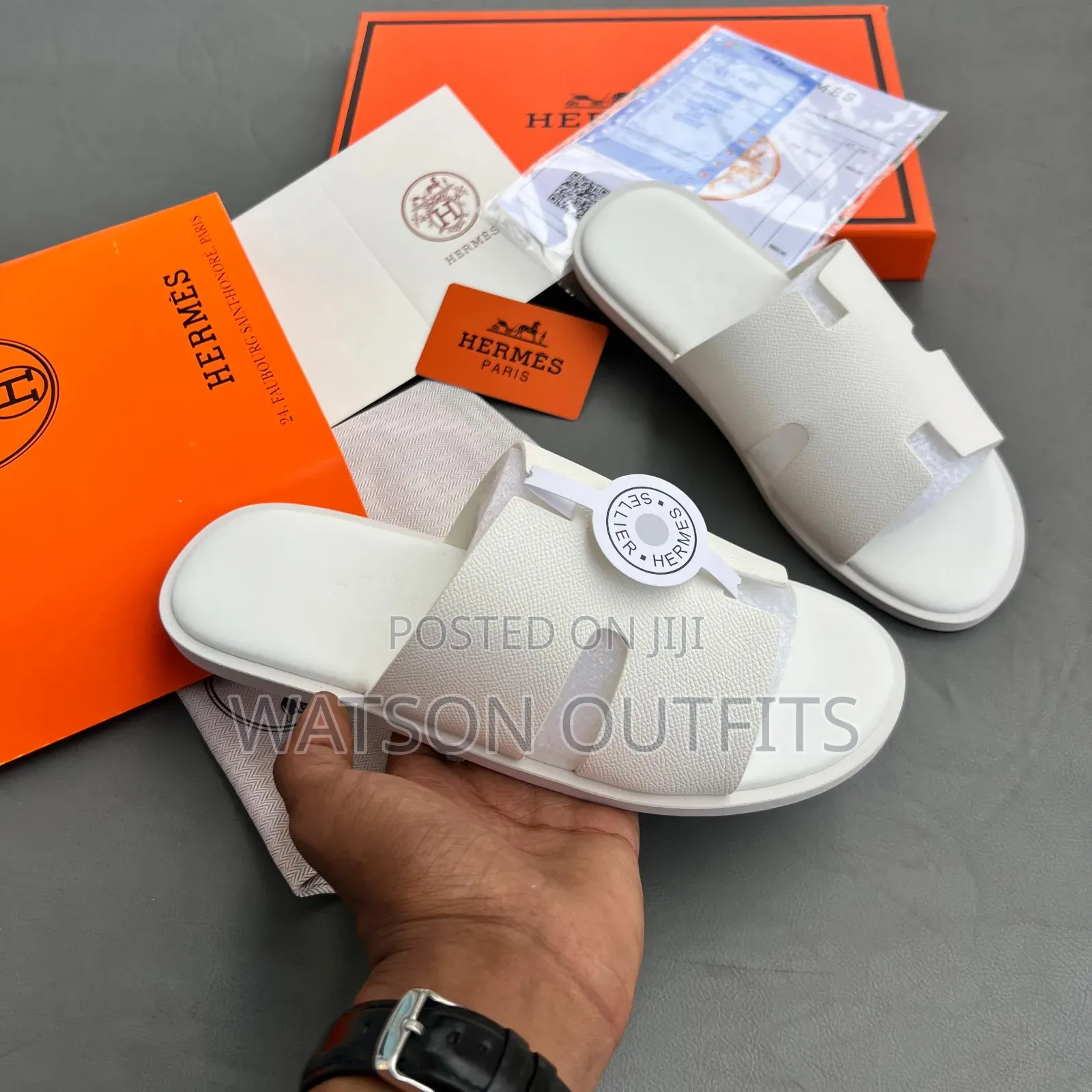 Men's Leather Sandals in Hermes Branded
