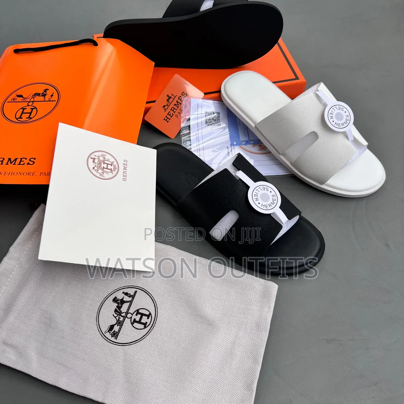 Men's Leather Sandals in Hermes Branded