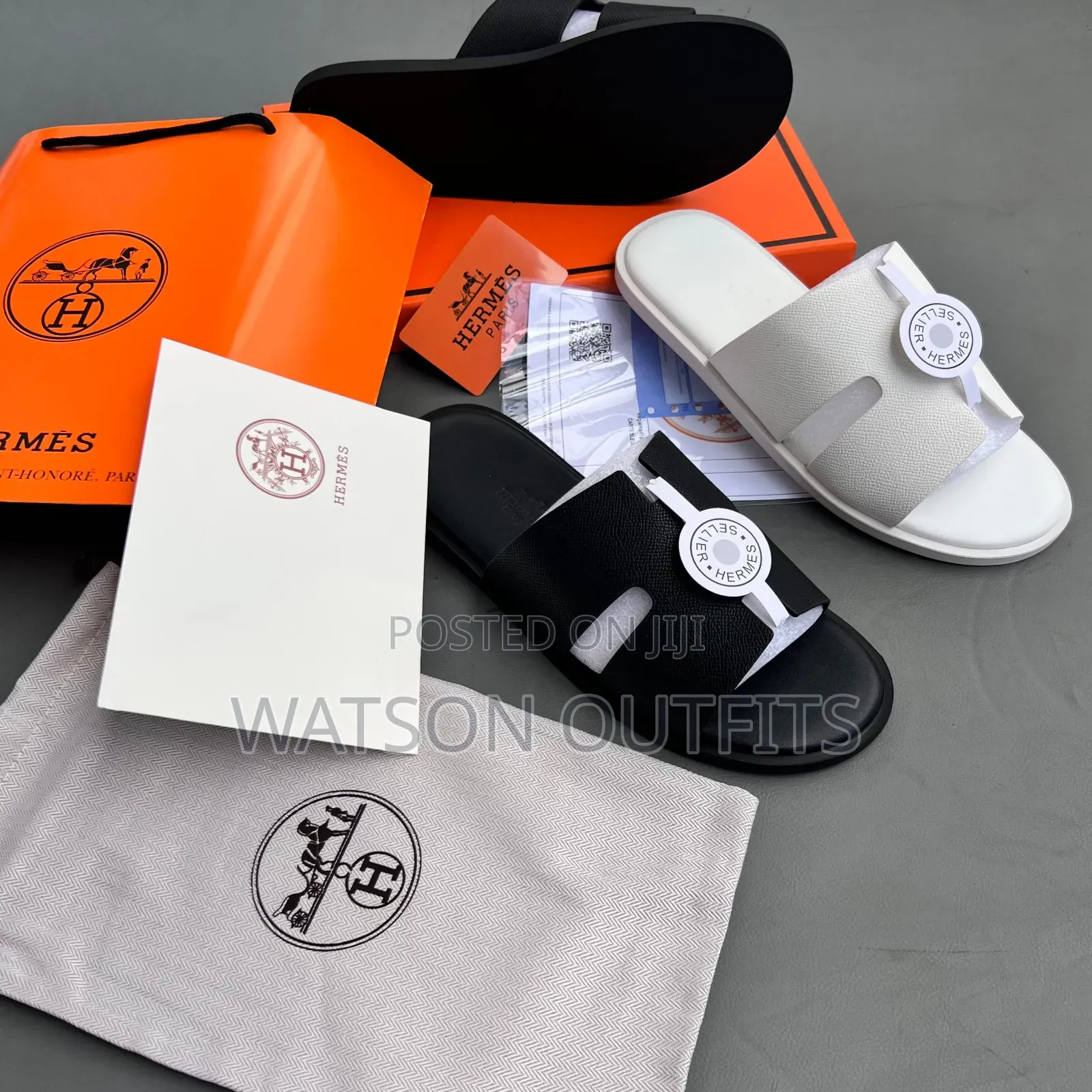 Men's Leather Sandals in Hermes Branded