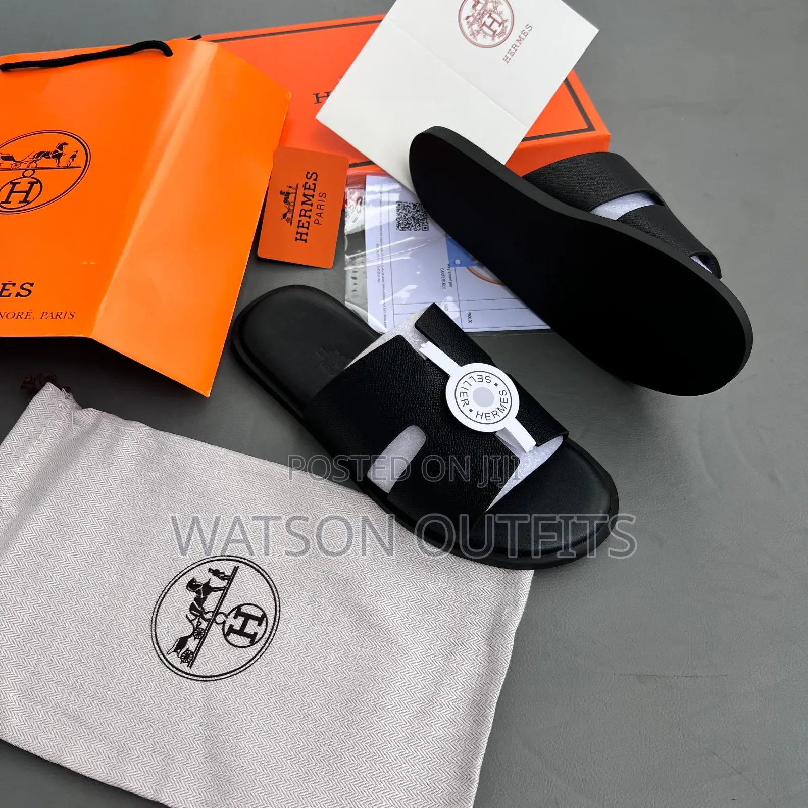 Men's Leather Sandals in Hermes Branded