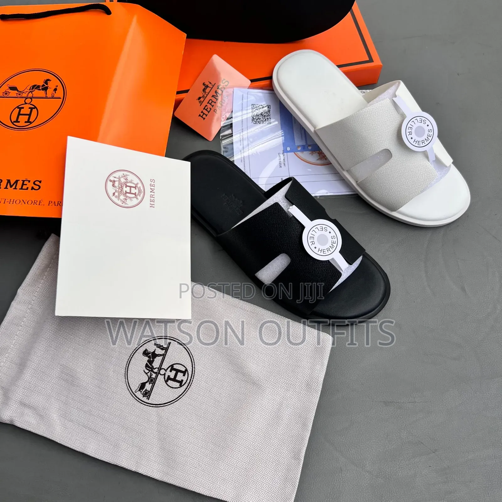 Men's Leather Sandals in Hermes Branded