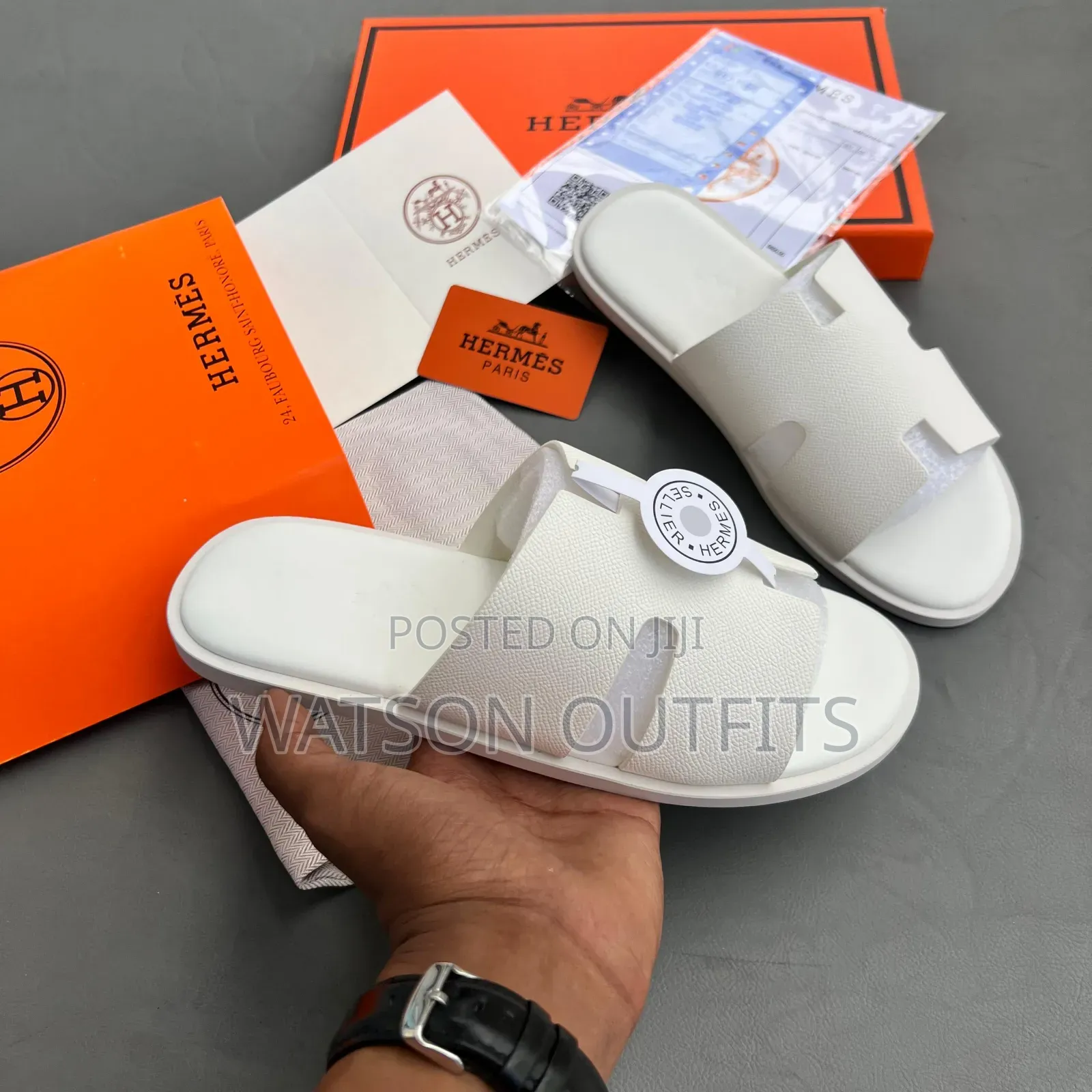 Men's Leather Sandals in Hermes Branded